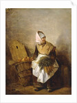 A Peasant Woman with Vegetables and Bread by Auguste-Xavier Leprince