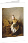 A Peasant Woman with Vegetables and Bread by Auguste-Xavier Leprince