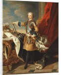 Portrait of King Louis XV, full-length, wearing half Armour by Louis Michel van Loo