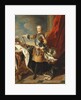 Portrait of King Louis XV, full-length, wearing half Armour by Louis Michel van Loo