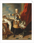 Portrait of King Louis XV, full-length, wearing half Armour by Louis Michel van Loo