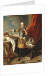 Portrait of King Louis XV, full-length, wearing half Armour by Louis Michel van Loo