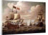 The English and Dutch Fleets exchanging Salutes at Sea with the 'Prince' and the 'Gouden Leeuw' in the Foreground, 1684 by Willem van de the Elder Velde