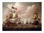 The English and Dutch Fleets exchanging Salutes at Sea with the 'Prince' and the 'Gouden Leeuw' in the Foreground, 1684 by Willem van de the Elder Velde