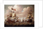 The English and Dutch Fleets exchanging Salutes at Sea with the 'Prince' and the 'Gouden Leeuw' in the Foreground, 1684 by Willem van de the Elder Velde