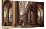 The Interior of a Gothic Cathedral with Townsfolk and Pigrims, 1647 by Pieter the Elder Neeffs