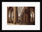The Interior of a Gothic Cathedral with Townsfolk and Pigrims, 1647 by Pieter the Elder Neeffs