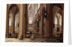 The Interior of a Gothic Cathedral with Townsfolk and Pigrims, 1647 by Pieter the Elder Neeffs