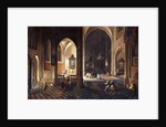 A Church at Night with a Priest celebrating Mass in a side Chapel by Pieter & Francken Frans Neeffs