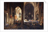 A Church at Night with a Priest celebrating Mass in a side Chapel by Pieter & Francken Frans Neeffs