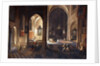 A Church at Night with a Priest celebrating Mass in a side Chapel by Pieter & Francken Frans Neeffs