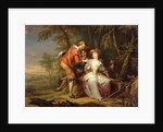 Amorous allegorical Scenes in wooded Landscapes by Frans Christoph Janneck