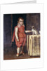Portrait of a Boy, full-length, wearing a silver-embroidered red costume, holding the paw of a spaniel on a table by Lavinia Fontana