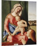 The Madonna and Child with a Male Donor, a landscape beyond by Giovanni Bellini