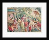 Aubusson cartoon for a wall hanging of figures in an Oriental garden by French School