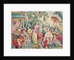 Aubusson cartoon for a wall hanging of figures in an Oriental garden by French School