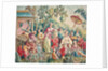 Aubusson cartoon for a wall hanging of figures in an Oriental garden by French School