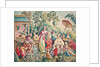 Aubusson cartoon for a wall hanging of figures in an Oriental garden by French School