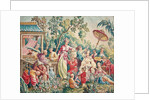 Aubusson cartoon for a wall hanging of figures in an Oriental garden by French School