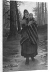 Mother and child on a wooded path by Gustav Adolph Spangenberg