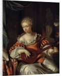 A lady playing the lute in a portico by Pieter van der Werff