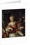 A lady playing the lute in a portico by Pieter van der Werff