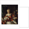 A lady playing the lute in a portico by Pieter van der Werff