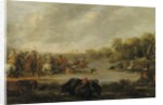 A cavalry skirmish by a river by Palamedes Palamedesz