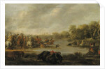 A cavalry skirmish by a river by Palamedes Palamedesz