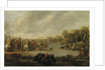 A cavalry skirmish by a river by Palamedes Palamedesz