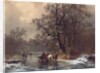 Loggers on a frozen waterway, 1873 by Heinrich Hofer