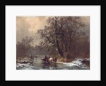 Loggers on a frozen waterway, 1873 by Heinrich Hofer