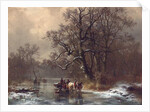 Loggers on a frozen waterway, 1873 by Heinrich Hofer