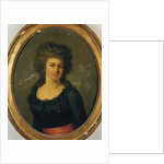 Portrait of a gentlewoman in a black dress with red sash by Jean Louis Laneuville