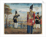 Ardeshir Mirza and Sulayman Khan Saham Al-Dowleh review their troops, 1850-51 by Abu'l Hassan Ghaffari
