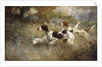 The Setters Three, Bob, Bill and Ginger on a triple point, 1927 by Percival Leonard Rosseau