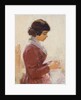 Girl in Red, Sewing by Theodore Robinson