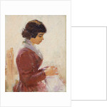 Girl in Red, Sewing by Theodore Robinson
