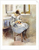 Girl Sewing by Theodore Robinson