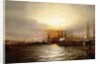 Sunrise from Chapman Dock and Old Brooklyn Navy Yard, East River, New York by Elisha Taylor Baker