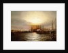 Sunrise from Chapman Dock and Old Brooklyn Navy Yard, East River, New York by Elisha Taylor Baker