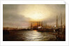 Sunrise from Chapman Dock and Old Brooklyn Navy Yard, East River, New York by Elisha Taylor Baker