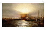 Sunrise from Chapman Dock and Old Brooklyn Navy Yard, East River, New York by Elisha Taylor Baker