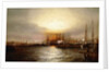 Sunrise from Chapman Dock and Old Brooklyn Navy Yard, East River, New York by Elisha Taylor Baker