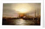 Sunrise from Chapman Dock and Old Brooklyn Navy Yard, East River, New York by Elisha Taylor Baker