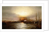 Sunrise from Chapman Dock and Old Brooklyn Navy Yard, East River, New York by Elisha Taylor Baker