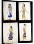 Egyptian Costume Designs for a Dancer, a Musician, Ta-Or, and Cleopatra's Sister by Leon Bakst