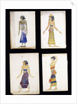 Egyptian Costume Designs for a Dancer, a Musician, Ta-Or, and Cleopatra's Sister by Leon Bakst
