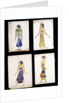 Egyptian Costume Designs for a Dancer, a Musician, Ta-Or, and Cleopatra's Sister by Leon Bakst