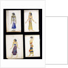 Egyptian Costume Designs for a Dancer, a Musician, Ta-Or, and Cleopatra's Sister by Leon Bakst